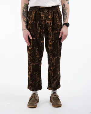 2 Pleats Trousers Corduroy Print Brown