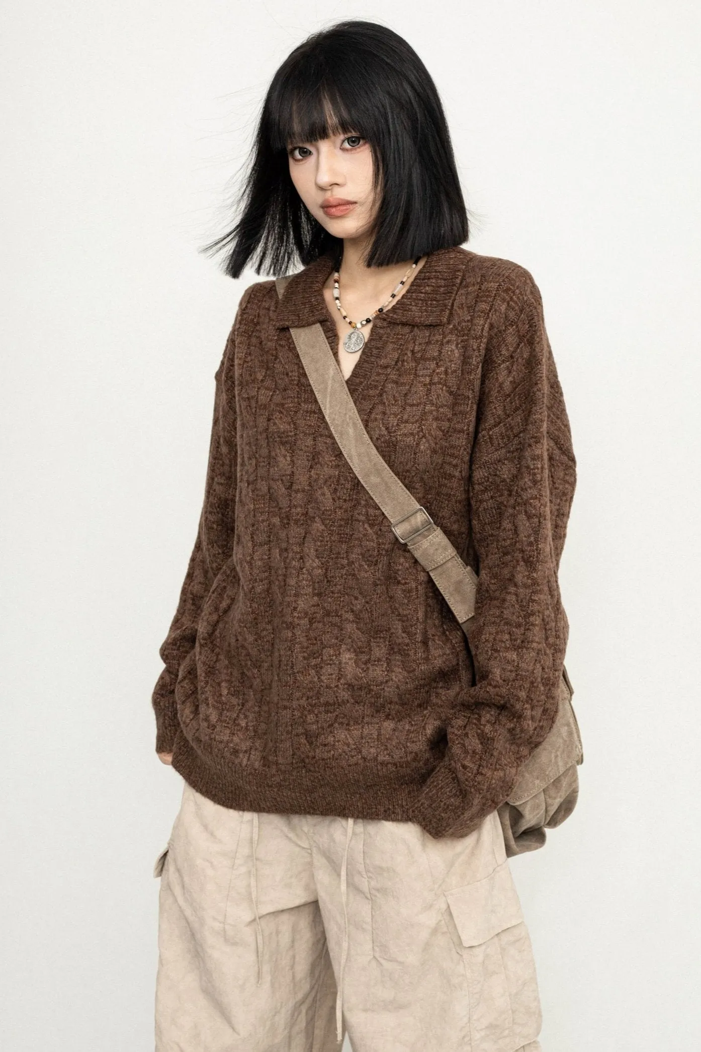 American Retro Style Versatile Loose Knit Sweater