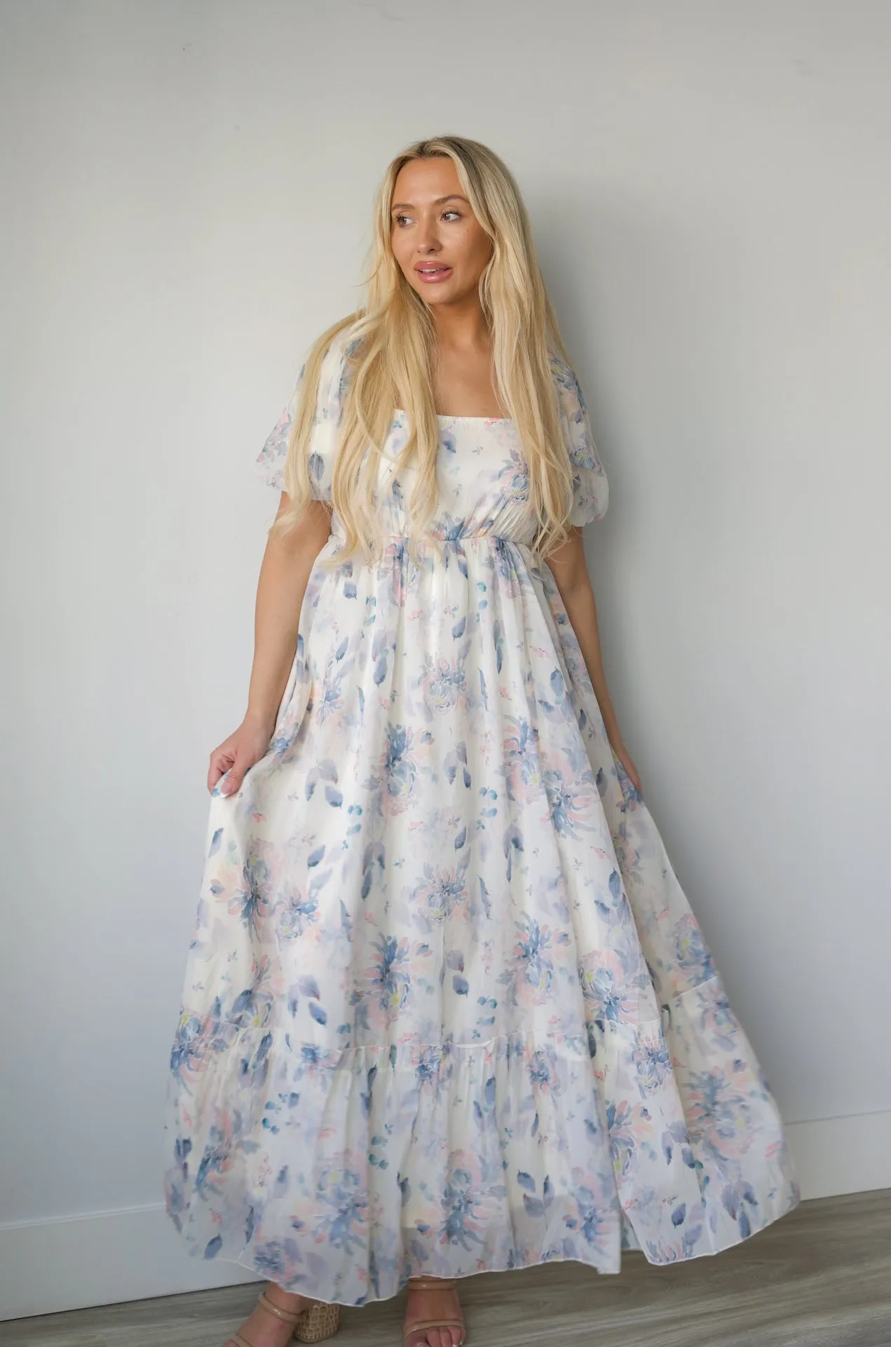 Aria Square Neck Floral Dress
