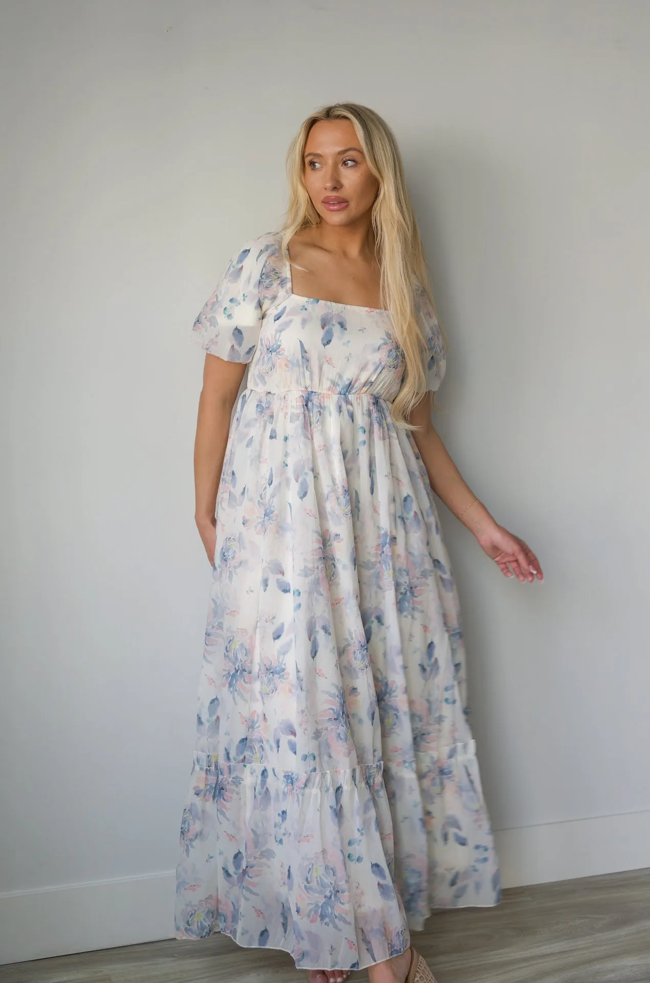 Aria Square Neck Floral Dress