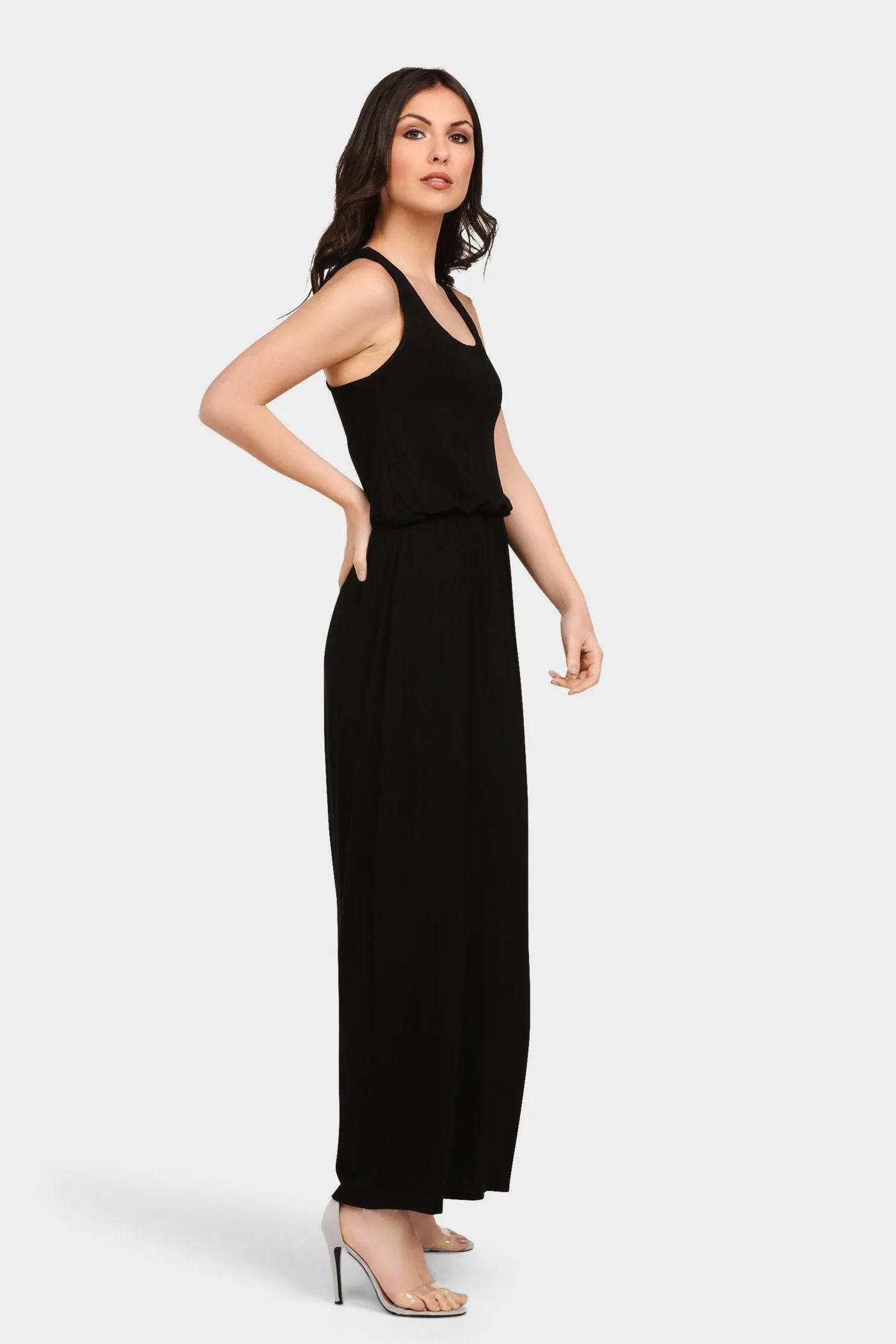 Black Racer Back Maxi Dress