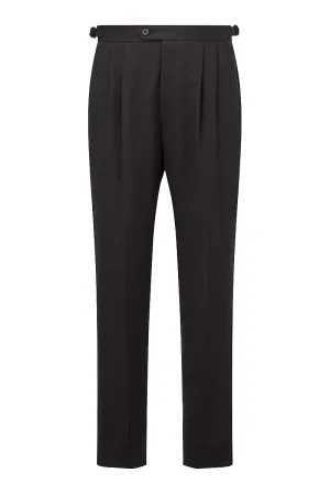 Black Single Pleat Linen Trousers