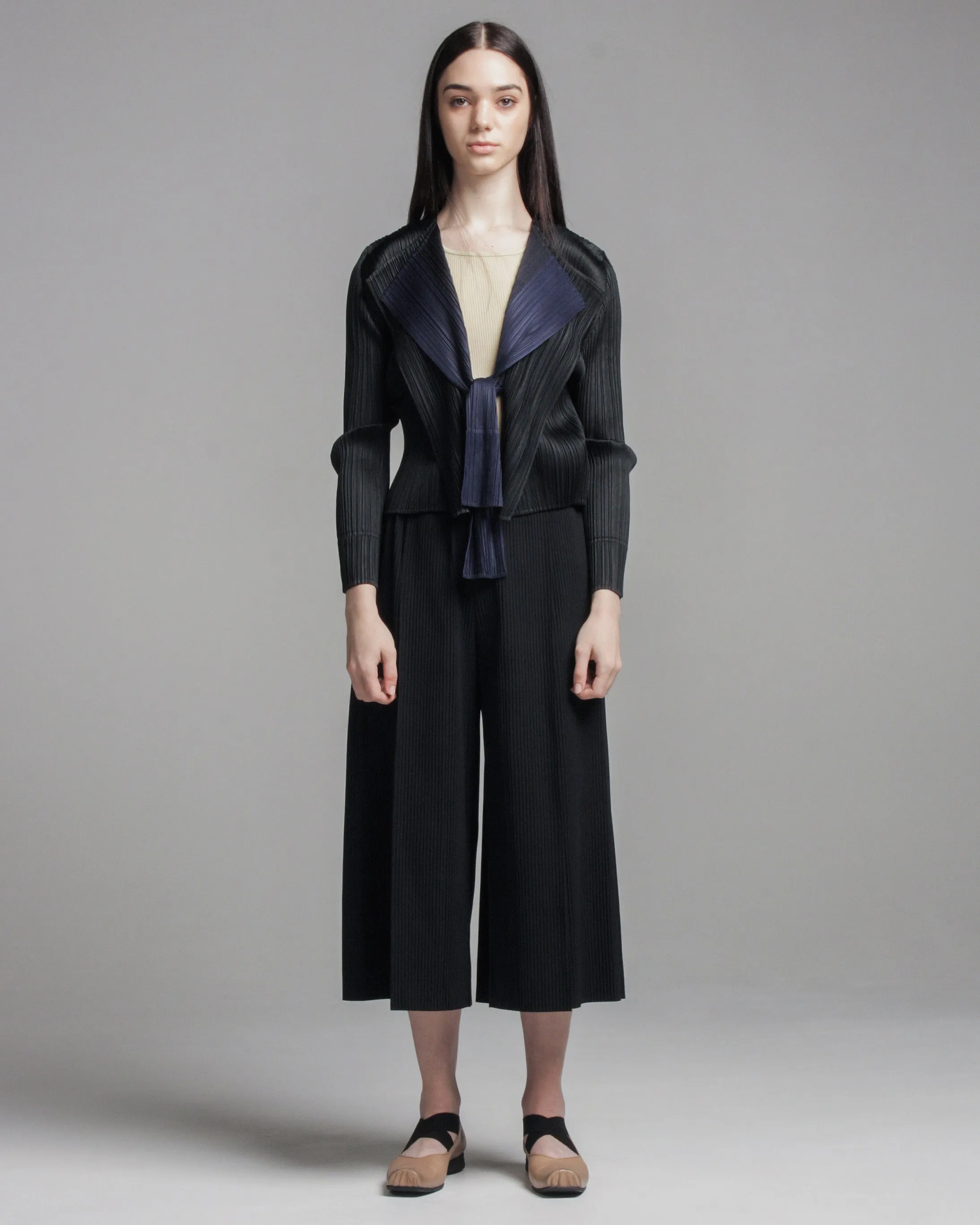 Black Tuck Pleat Pants