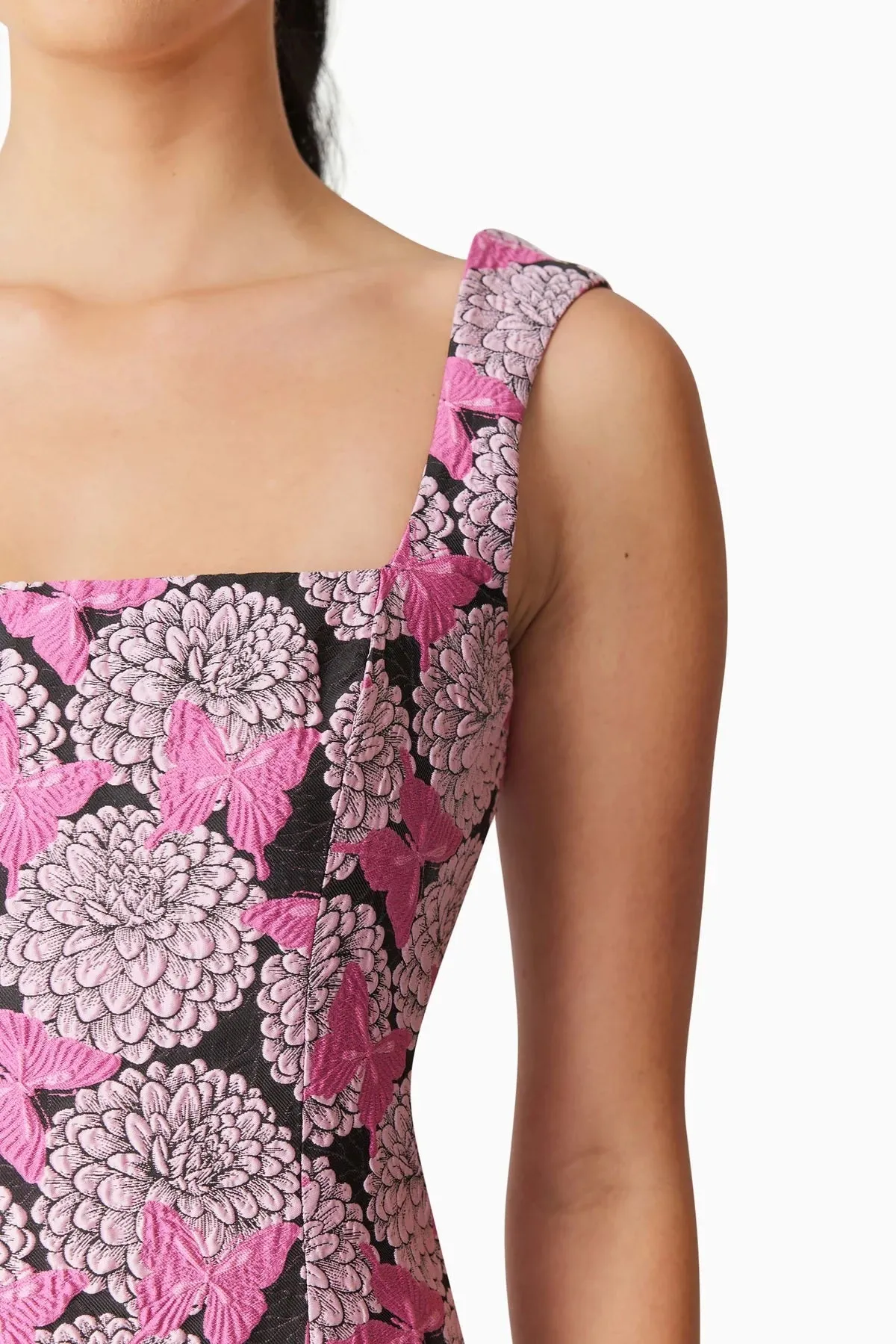 Butterfly Jacquard Mini Dress - Pink/Multi