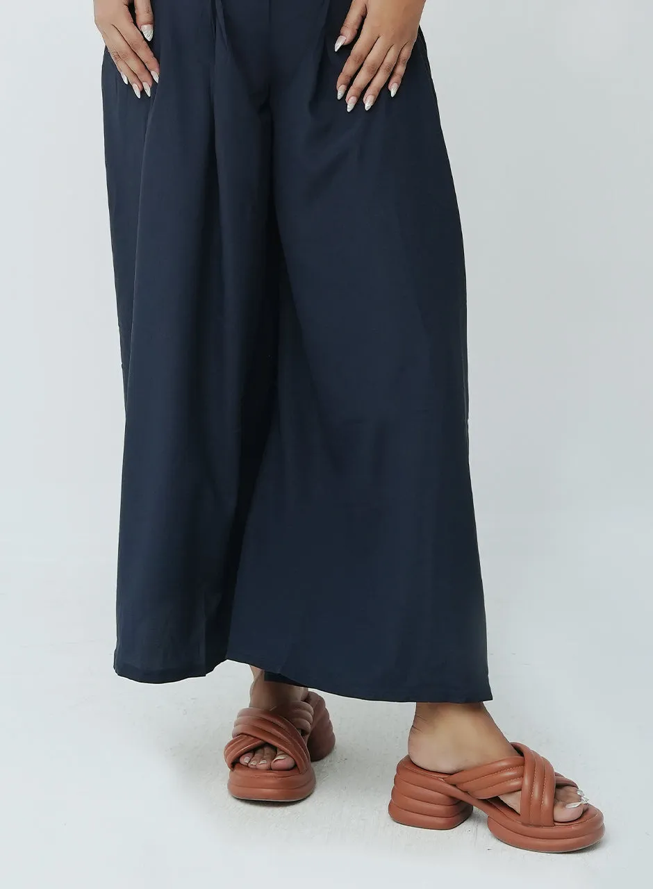 Casual Plazzo - Navy Blue