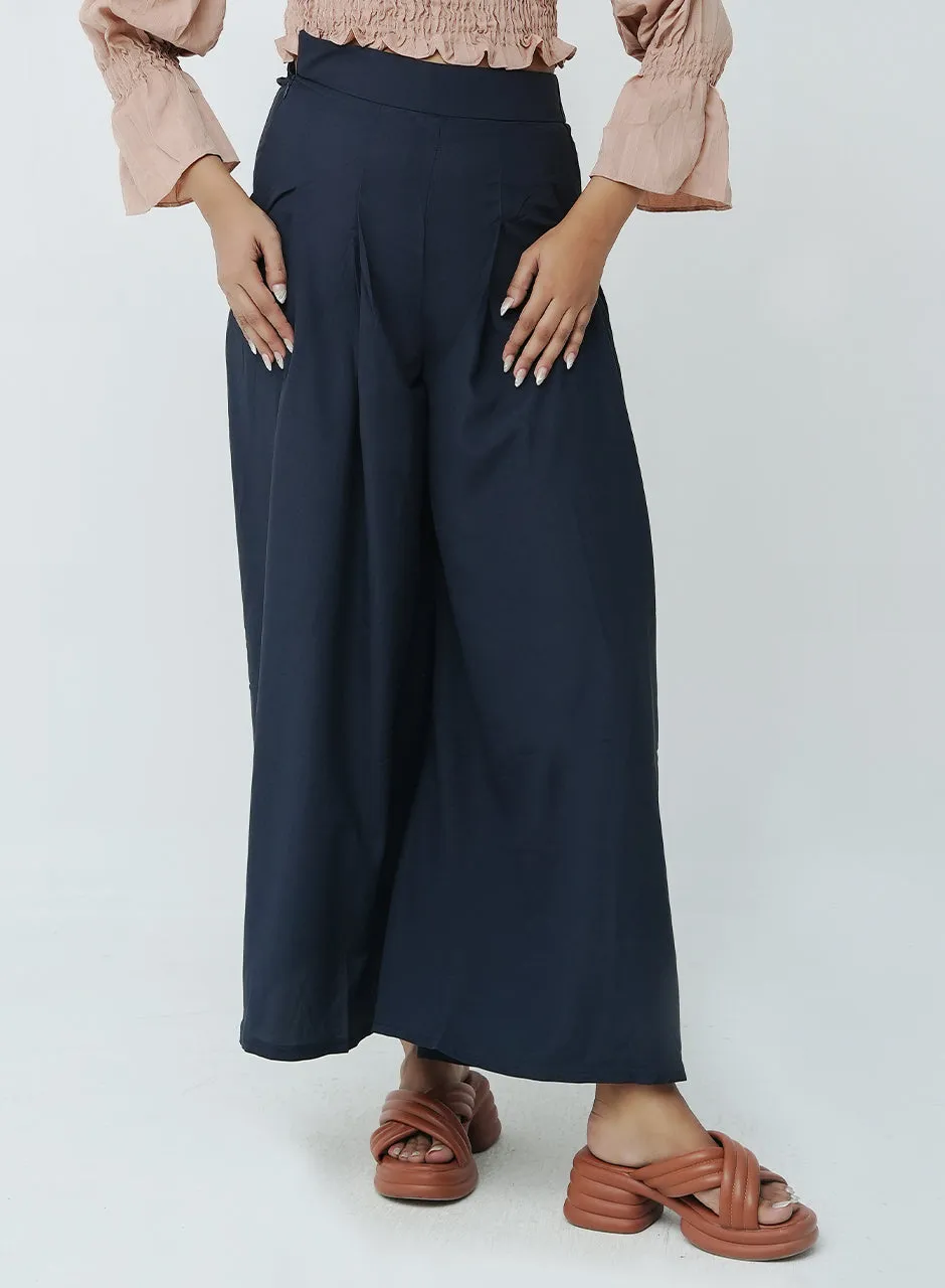 Casual Plazzo - Navy Blue
