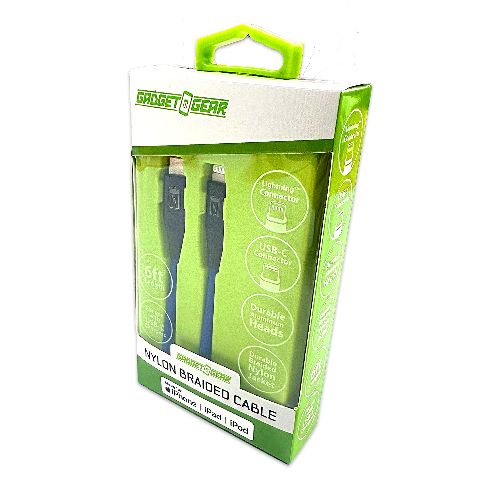 Charging Cable Braided Nylon USB-C to Lightning 6FT 2.4 Amp - 3 Pieces Per Pack 24606