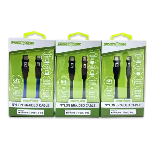 Charging Cable Braided Nylon USB-C to Lightning 6FT 2.4 Amp - 3 Pieces Per Pack 24606