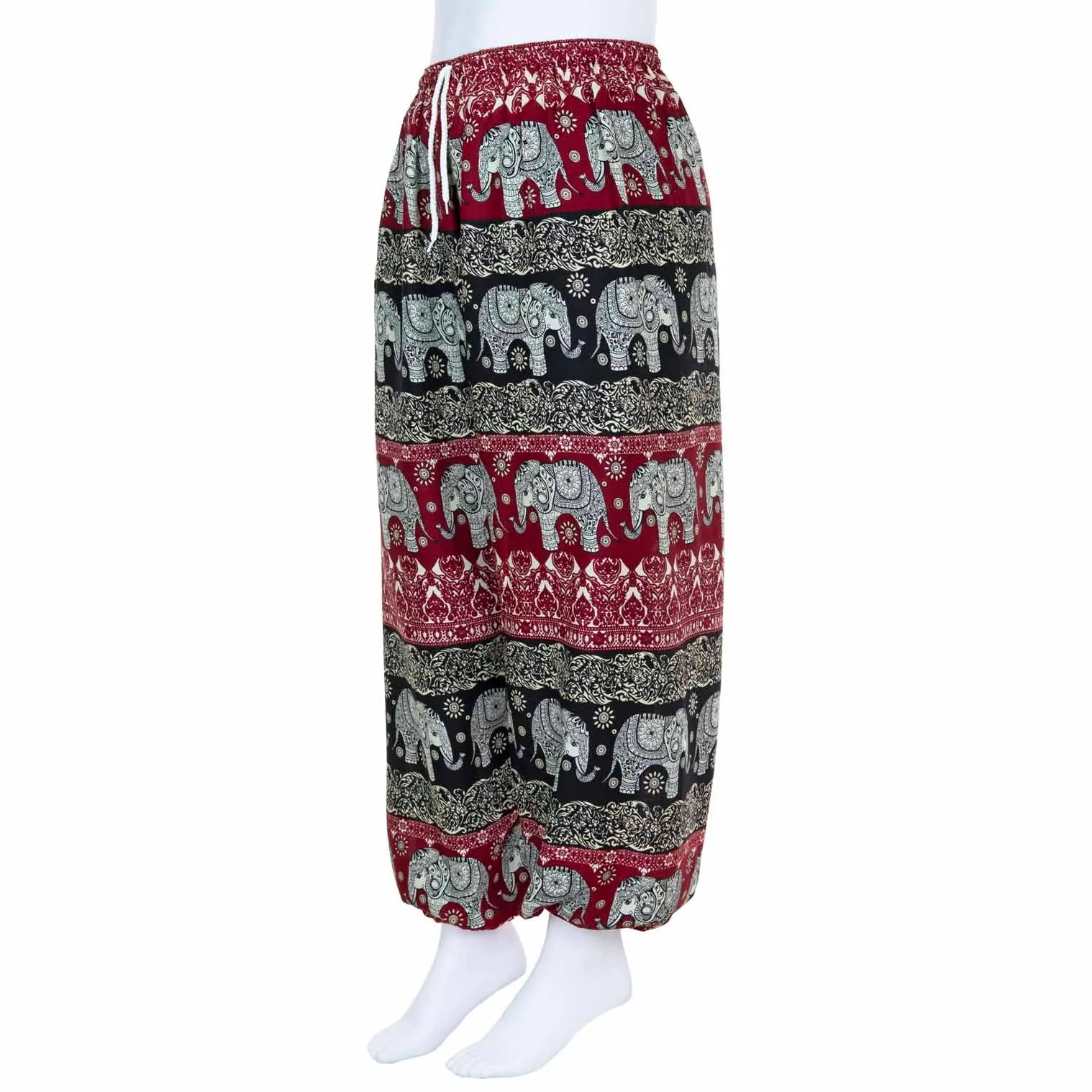 Drawstring Elephant Print Trousers