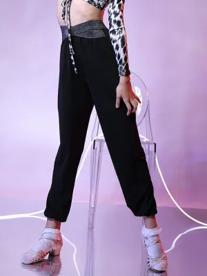 Elastic Waist Hip Pleated Latin Dance Trousers Performance Competition Pants