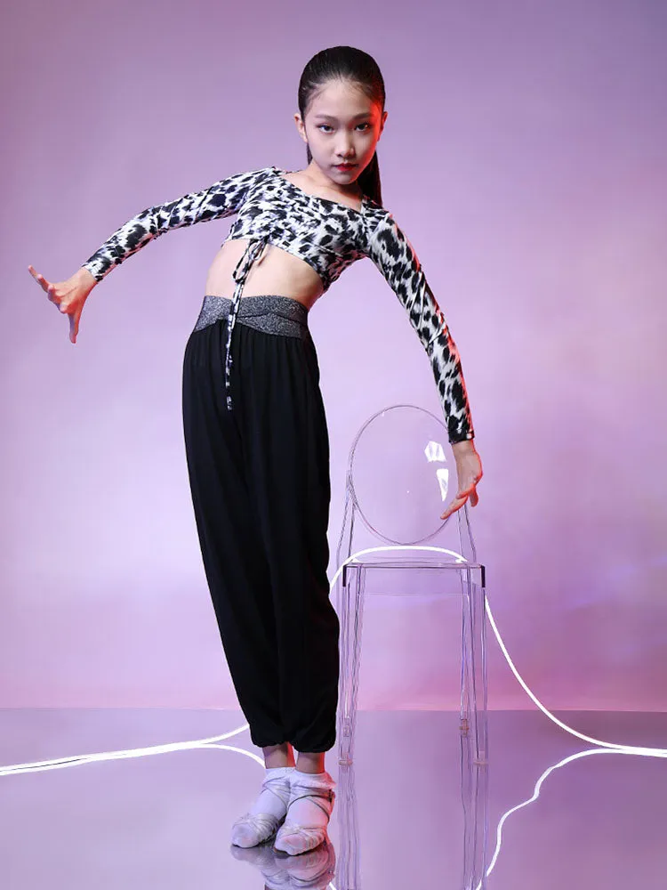 Elastic Waist Hip Pleated Latin Dance Trousers Performance Competition Pants