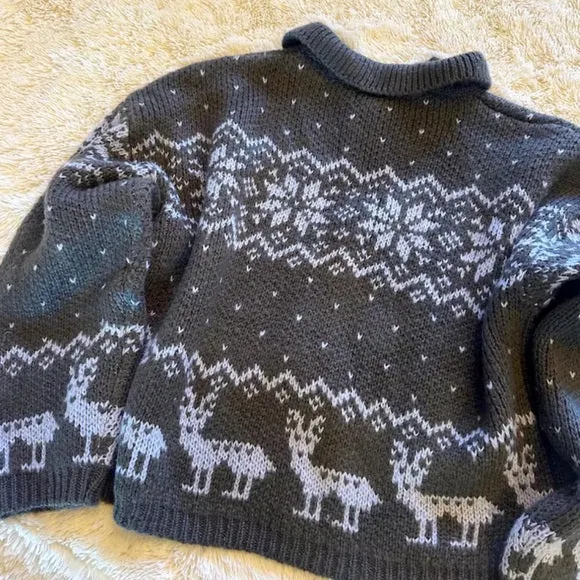Fair Isle Grey Deer Cardigan