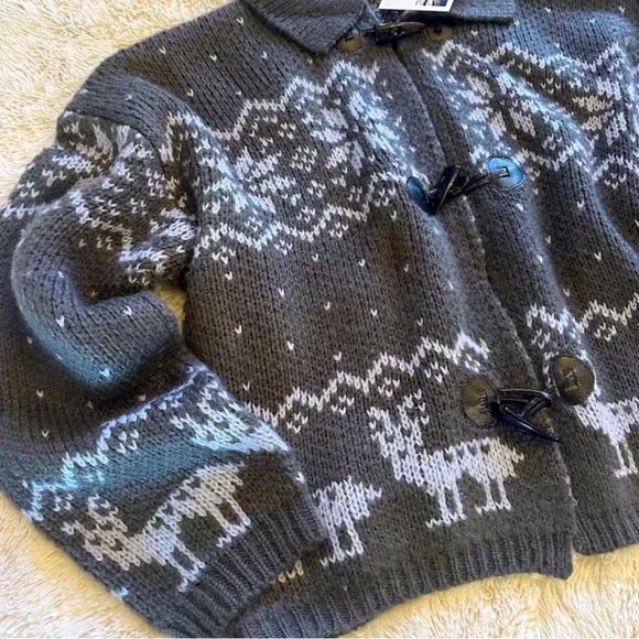 Fair Isle Grey Deer Cardigan