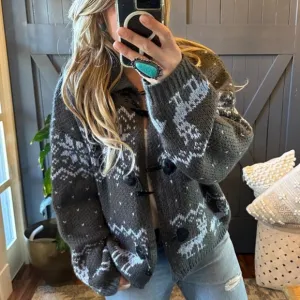 Fair Isle Grey Deer Cardigan