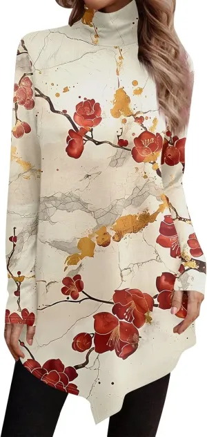 Fall Tops For Women 2024 Casual Long Sleeve Pullover Fashion Print Oversized Sweatshirt Flannel Soft T Shirts
