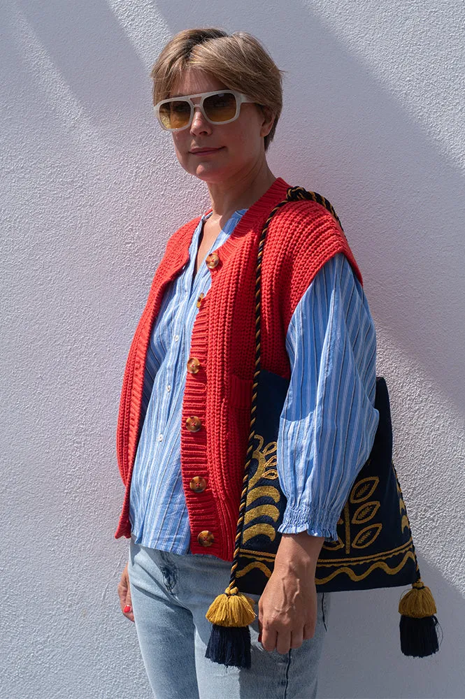 FRNCH Carmele Sleeveless Red Cardigan