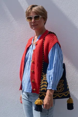 FRNCH Carmele Sleeveless Red Cardigan