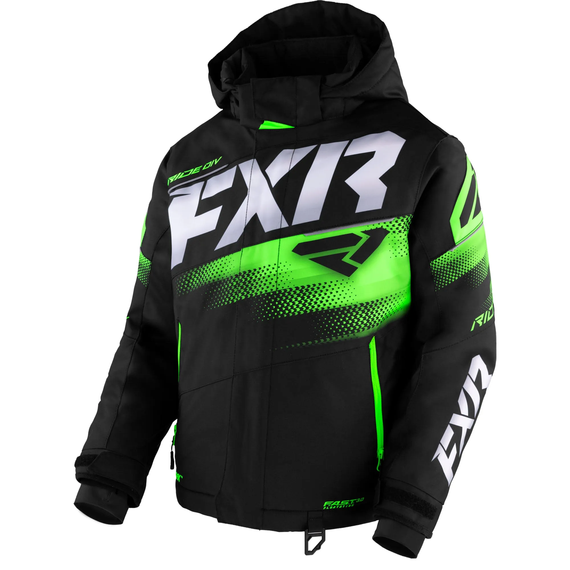 FXR Child Boost Snowmobile Jacket Black/Lime