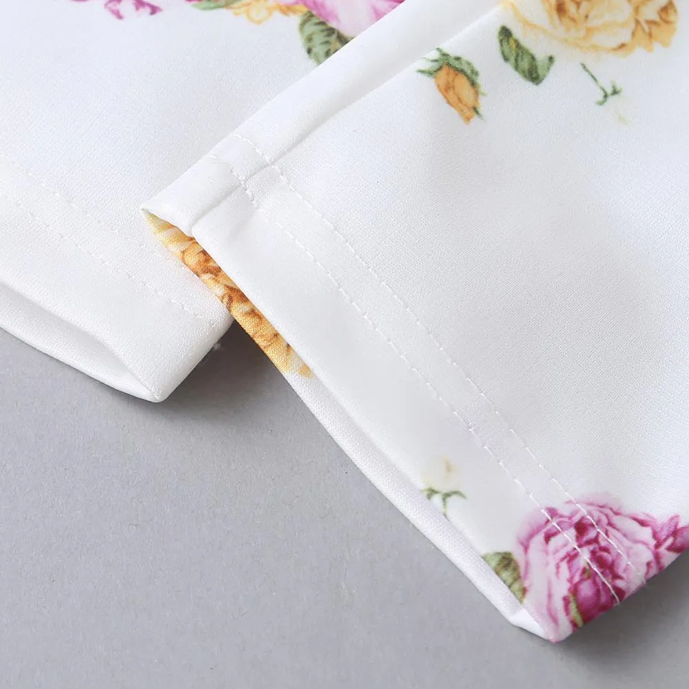 Girls Casual Flower Printed Elastic Waist Trousers