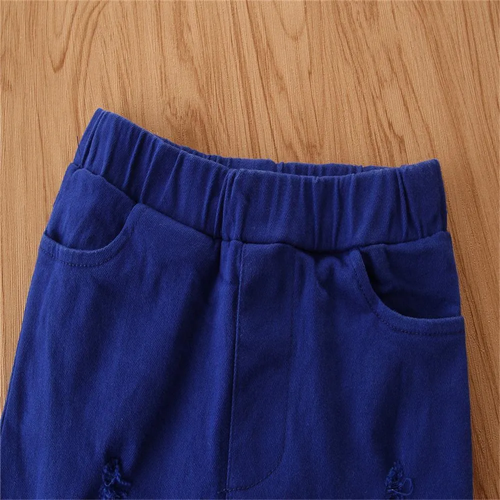 Girls Ripped Flared Blue Denim Trousers Girl Boutique Clothing Wholesale
