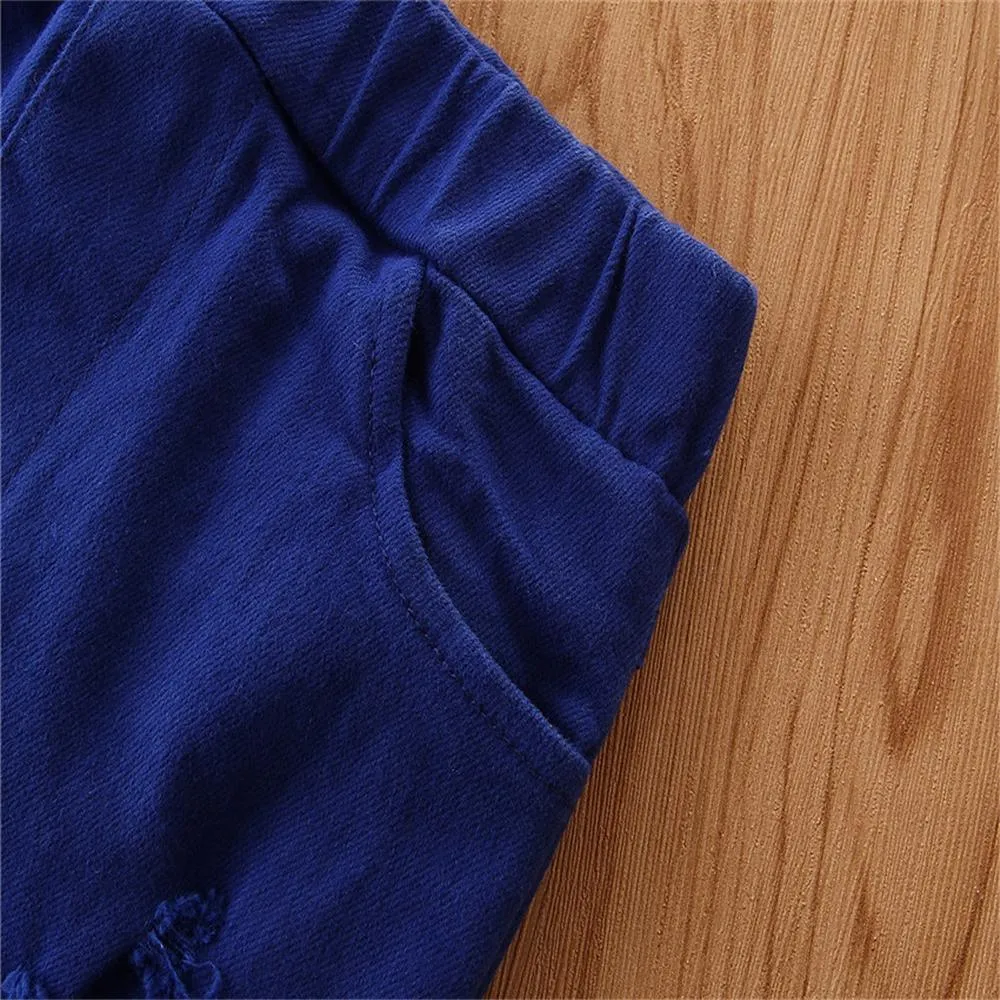 Girls Ripped Flared Blue Denim Trousers Girl Boutique Clothing Wholesale