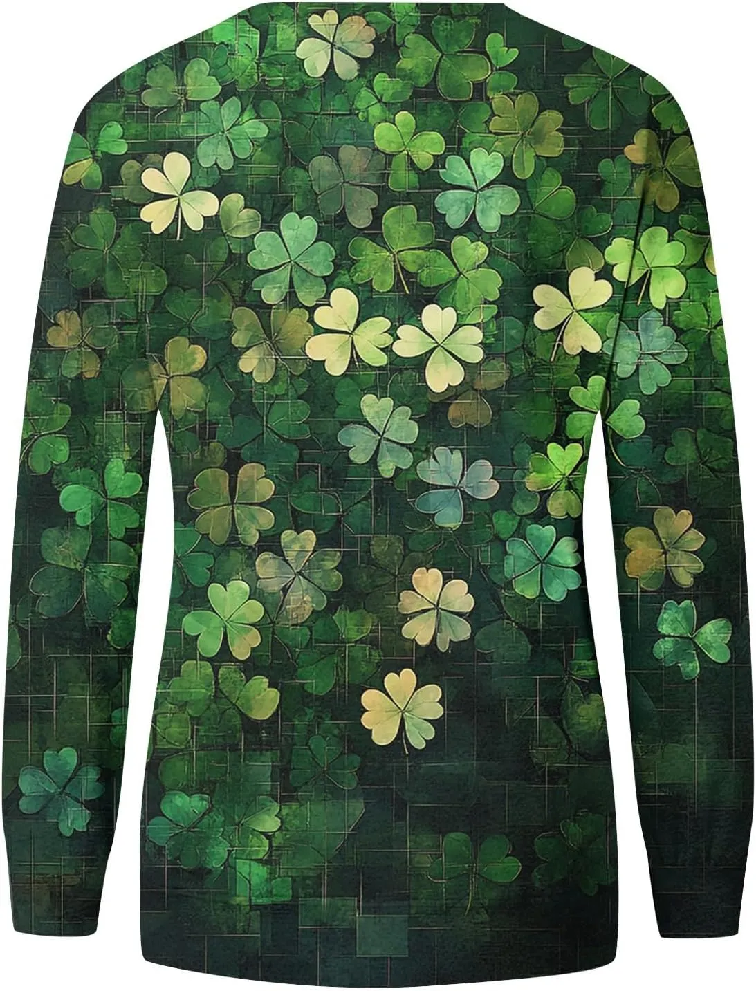 Green St Patricks Day SweatshirtWomens Long Sleeve Sweatshirt Round Neck Shamrock Print Loose Pullover