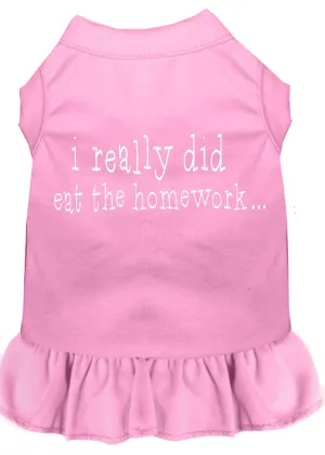 I Really Did Eat The Homework Screen Print Dress Light Pink Lg