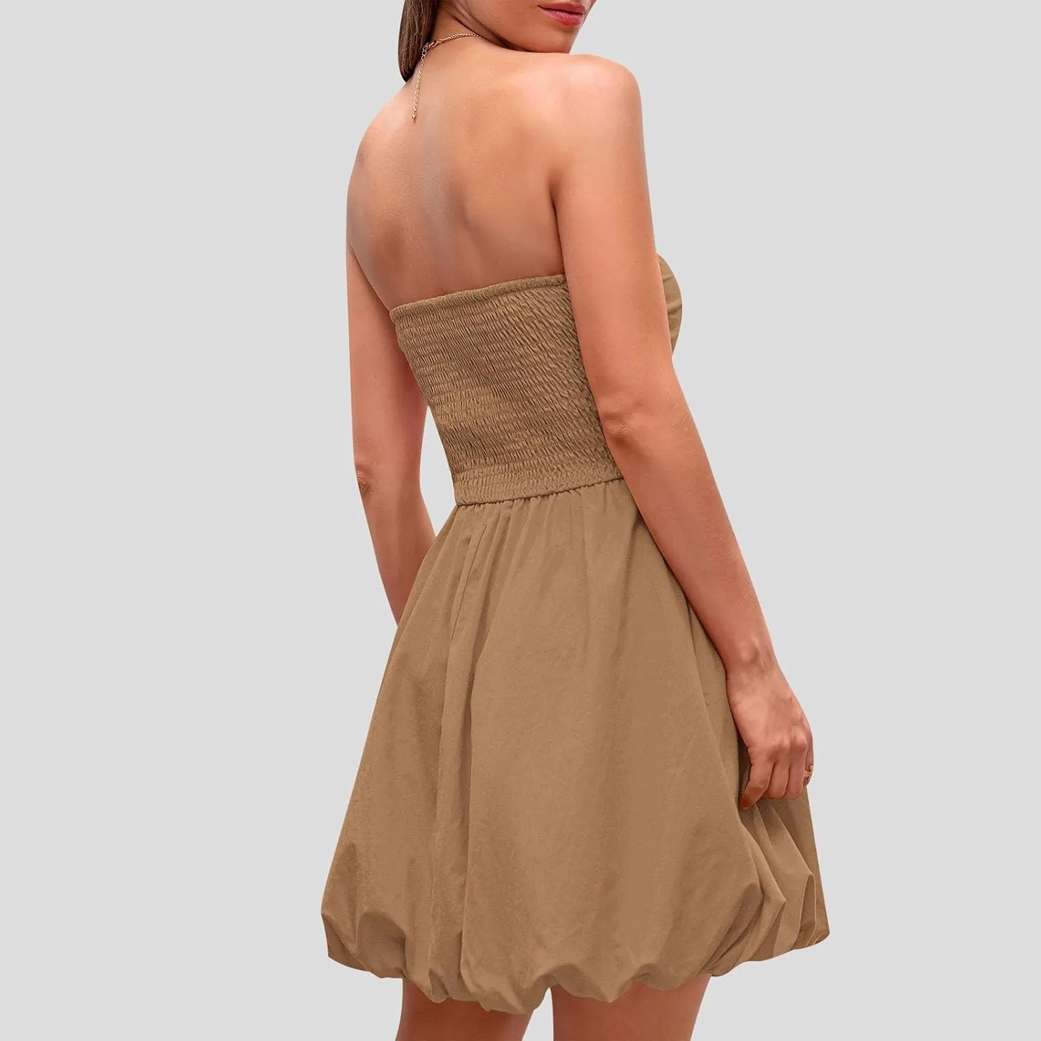 jsaierl Women's Elegant Tube Mini Dress Sleeveless Off Shoulder Puff Bubble Dress 2025 Sexy Cocktail Evening Party Club Dress