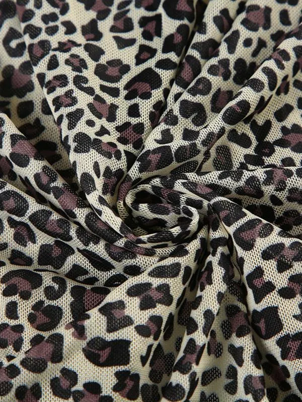 Leopard Lace Cardigan Versatile Slim Long-sleeved Top