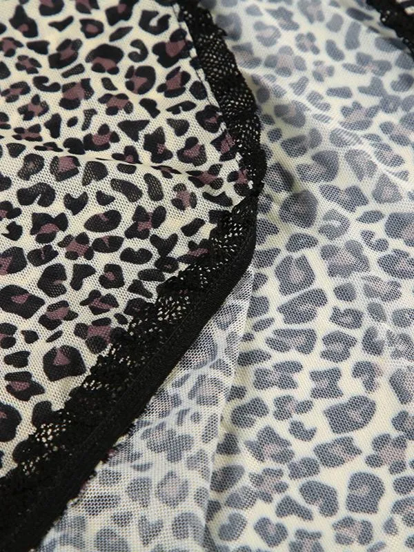 Leopard Lace Cardigan Versatile Slim Long-sleeved Top