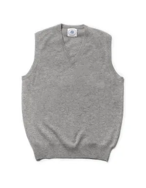 LIGHT GREY LAMBSWOOL V NECK VEST