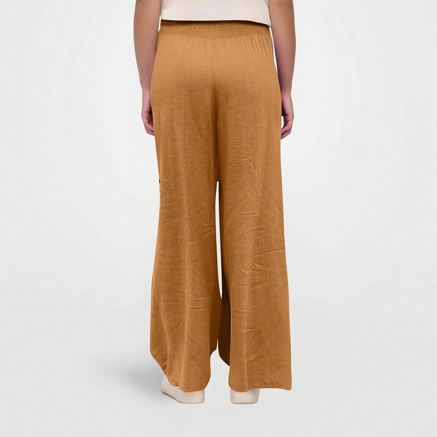Linen Pants Woman Summer High Waist Palazzo Pants Pleated Baggy Pant Dressy Trousers with Pockets (S-XXL)