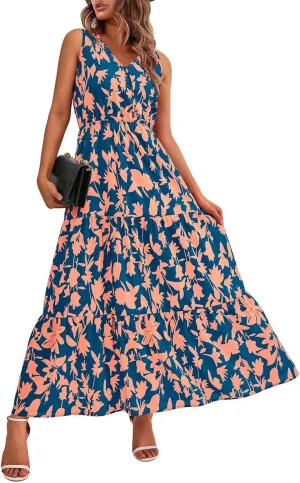 Long Dresses for Women Summer Flowy Dresses Sleeveless Sundresses Beach Aline Dresses 2025 Formal V Neck Wedding Dress