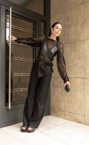 Mariupol Black Wool/Cotton Pants