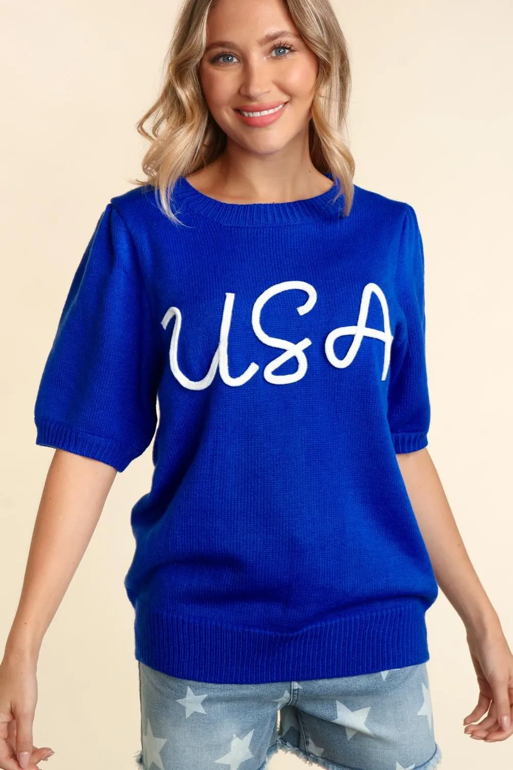 Miss Liberty USA Puff Sleeve Sweater