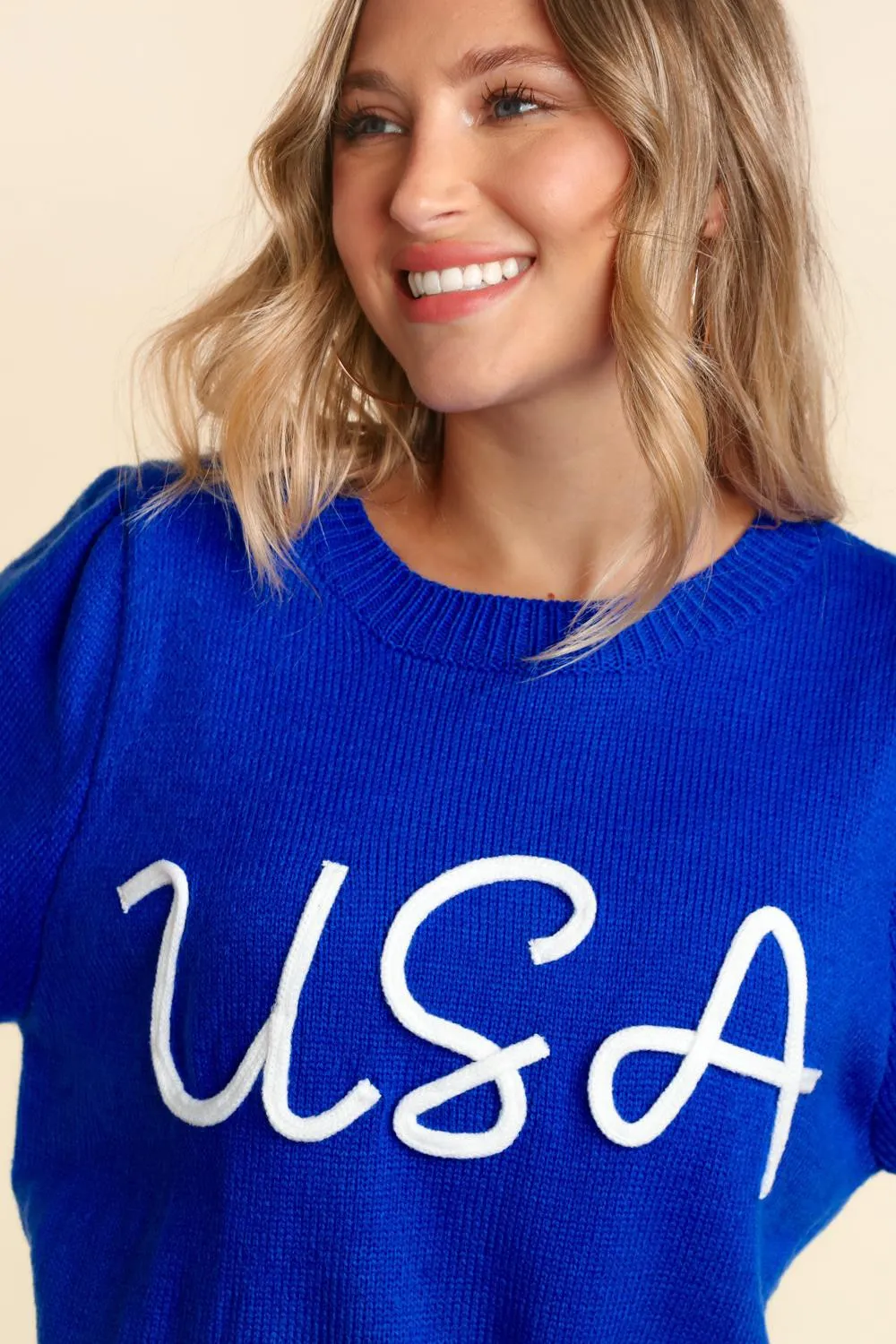 Miss Liberty USA Puff Sleeve Sweater
