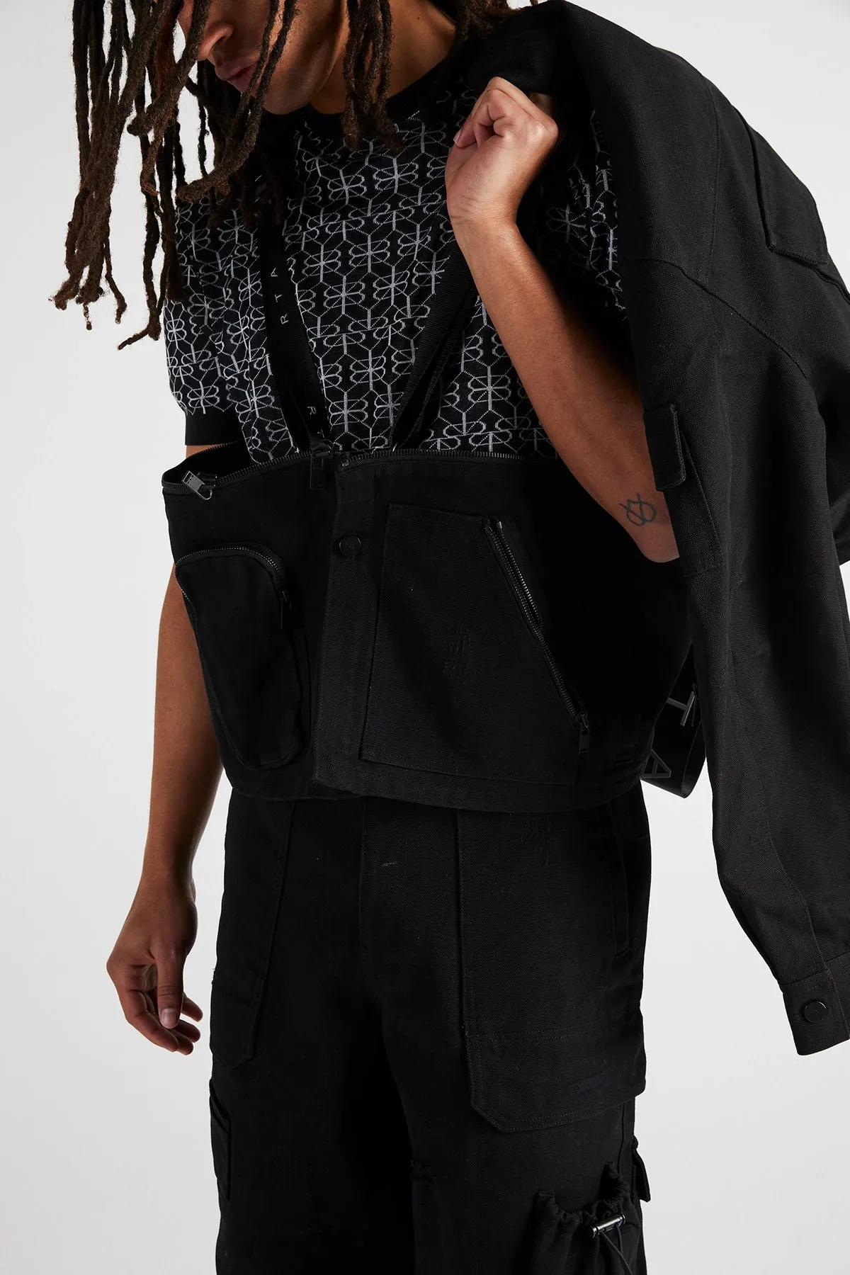 MULTI POCKET JACKET | BLACK DESTROYED
