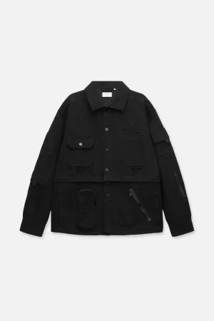 MULTI POCKET JACKET | BLACK DESTROYED
