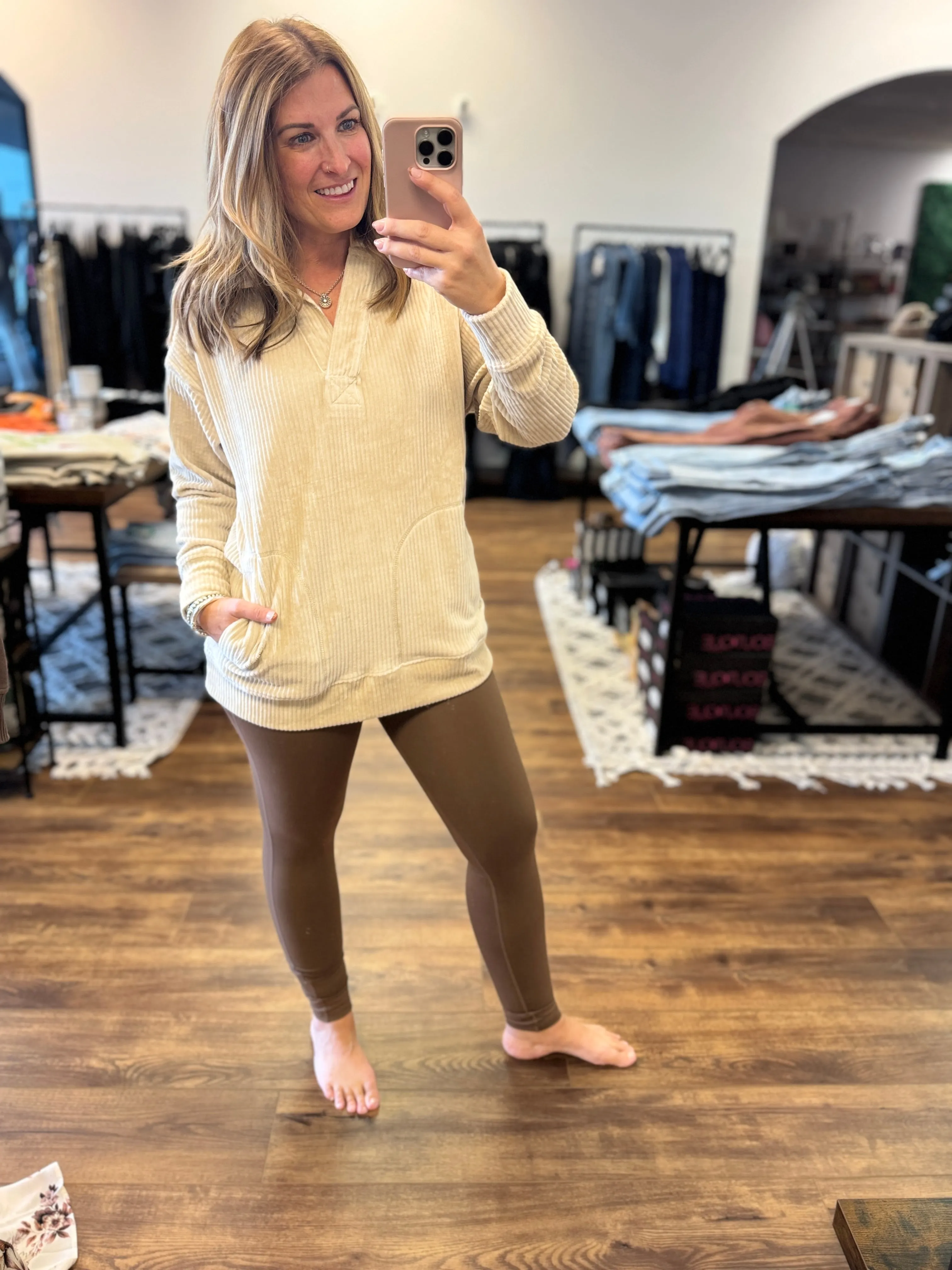 Oversized Collared Corduroy Pullover