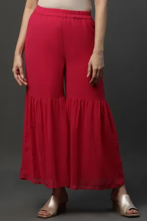 Pink Tiered Georgette Festive Sharara