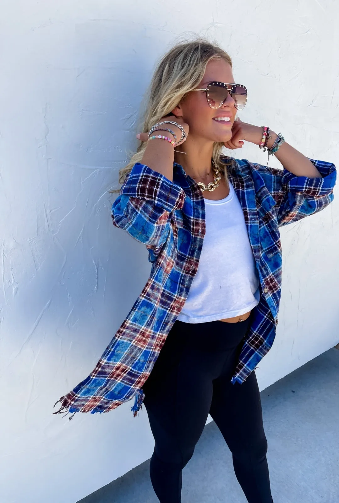 {PREORDER}  RYANN BLEACHED PLAID TOPS  |  S-3X  |  FOUR Color Choices!