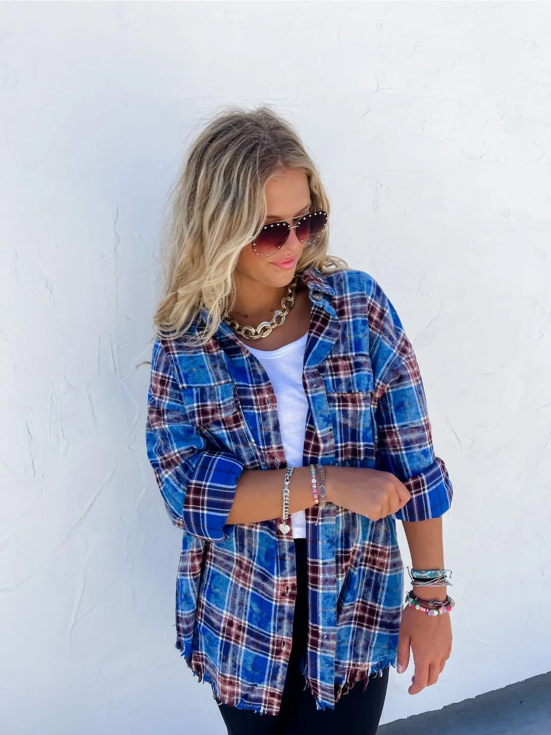 {PREORDER}  RYANN BLEACHED PLAID TOPS  |  S-3X  |  FOUR Color Choices!