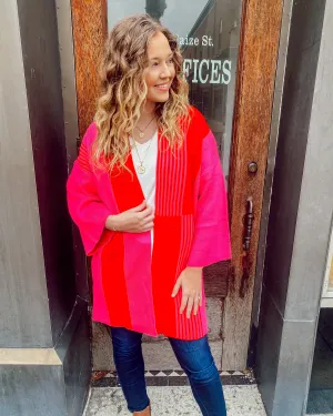 Red Mix Stripe Cardigan