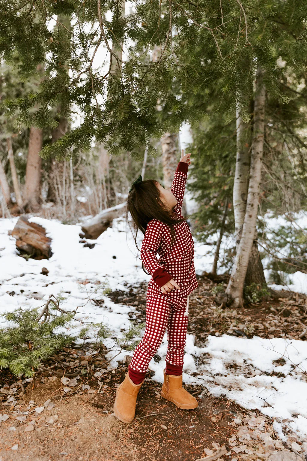 rib knit pant CO - red gingham
