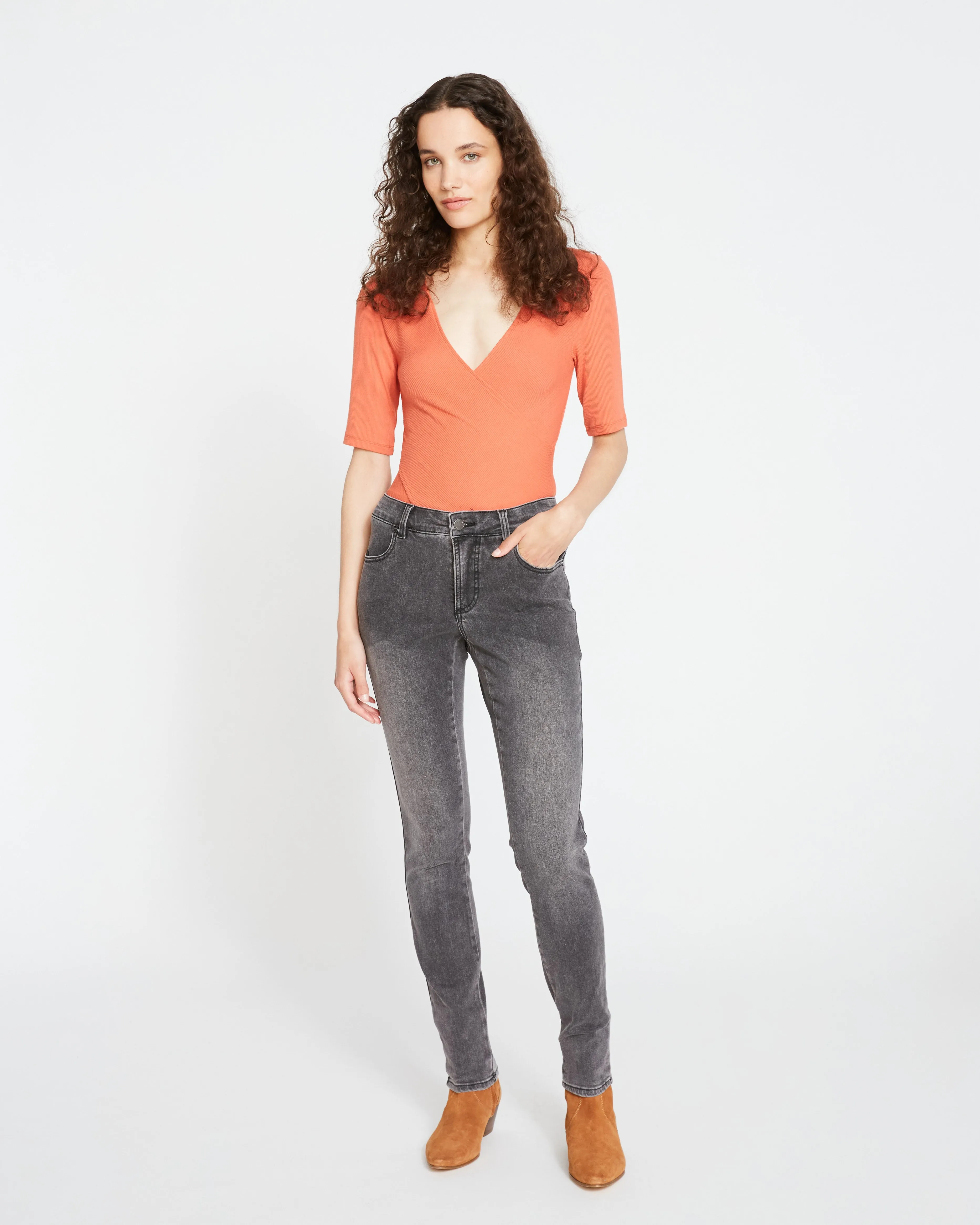 Seine Mid Rise Skinny Jeans 32 Inch - Distressed Black