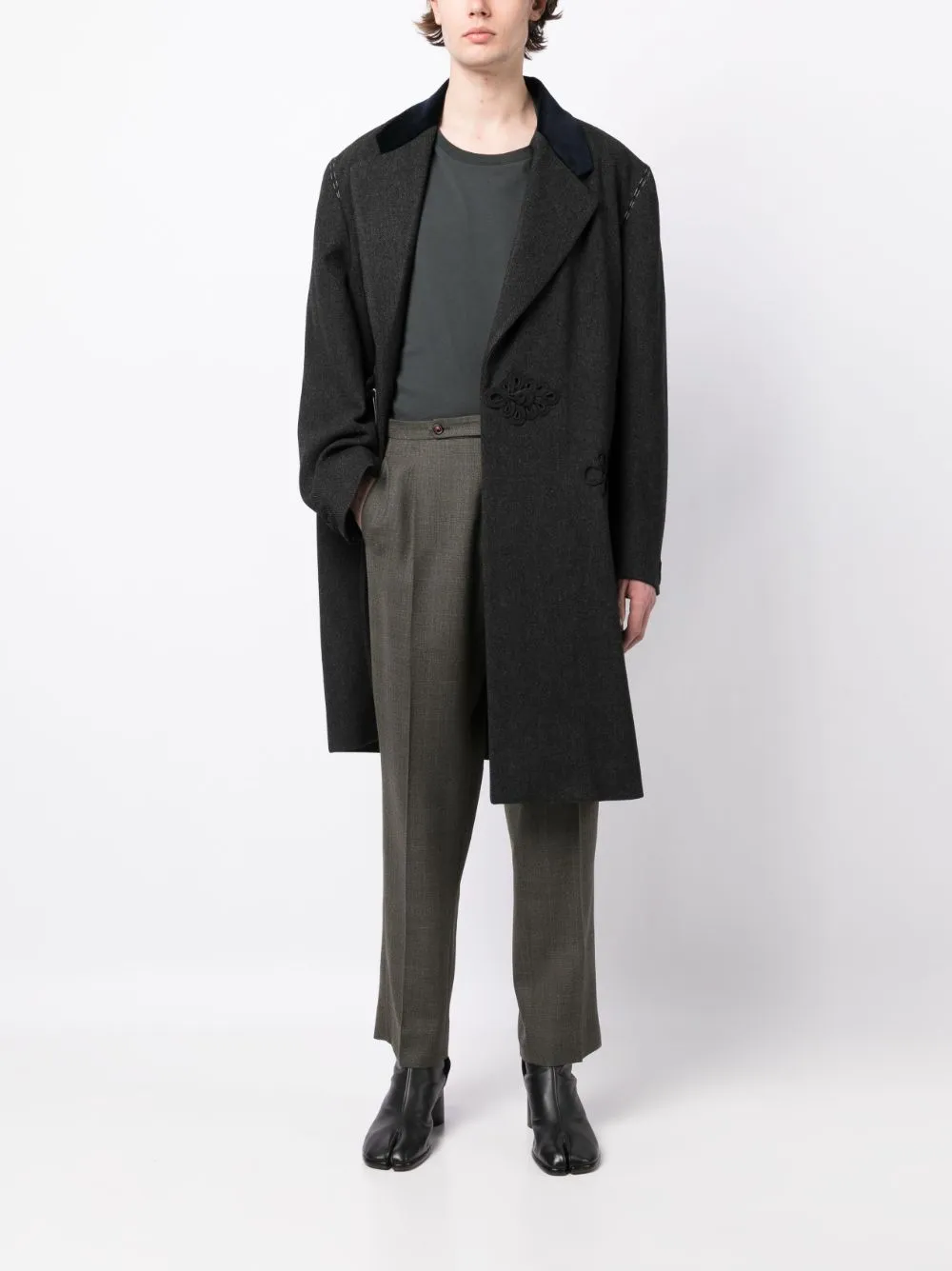 straight-leg wool trousers