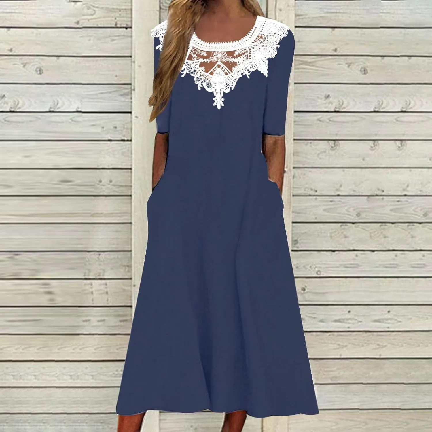 TARIENDY Summer Maxi Dresses for Women 2025 Casual Beach Vacation Dress Loose Comfy Short Sleeve Sundress with Pockets