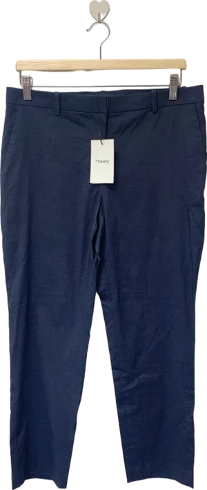 Theory Navy Treeca 4 Eco Crunch Wash Trousers UK 8