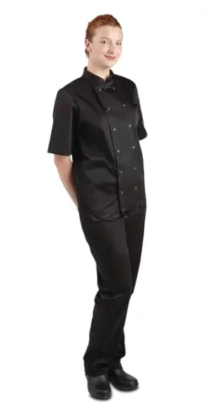 Vegas Chef Jacket Short Sleeve, Black, XS [A439-XS] (Order in item)