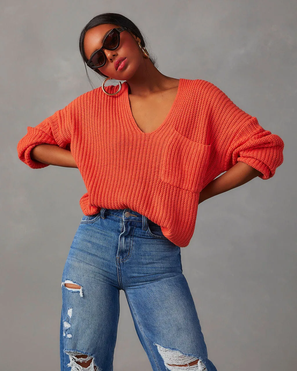 Waiting For You Relaxed V-Neck Sweater